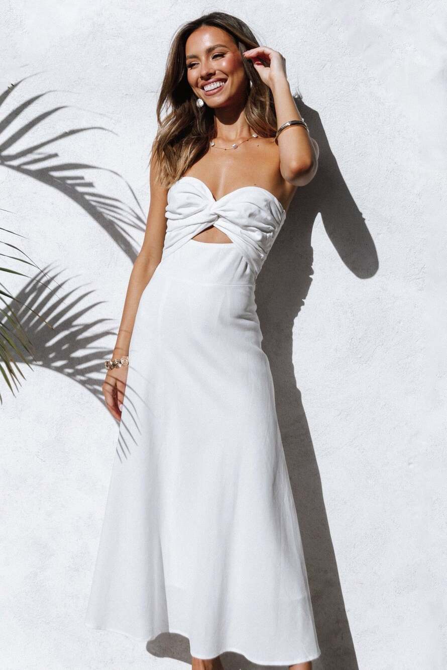 Petal & Pup Rosetta Strapless Dress Size 8 White